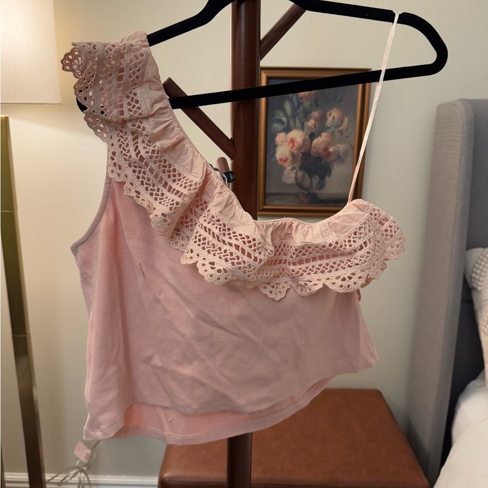 Express One Shoulder Ruffle Tank - Picture 2 of 2